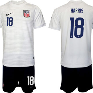 Men's United States #18 Harris White Home Soccer Jersey Suit