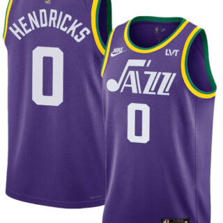 Men's Utah Jazz #0 Taylor Hendricks Purple 2023 Classic Edition Stitched Basketball Jersey