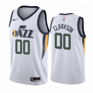 Men's Utah Jazz #00 Jordan Clarkson White Association Edition Swingman Stitched Jersey
