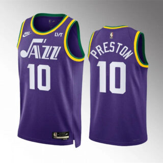 Men's Utah Jazz #10 Jason Preston Purple 2023 24 City Edition Stitched Basketball Jersey