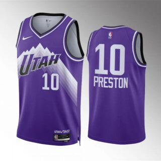 Men's Utah Jazz #10 Jason Preston Purple Classic Edition Stitched Basketball Jersey