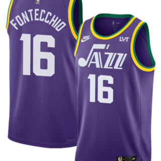 Men's Utah Jazz #16 Simone Fontecchio Purple 2023 Classic Edition Stitched Basketball Jersey