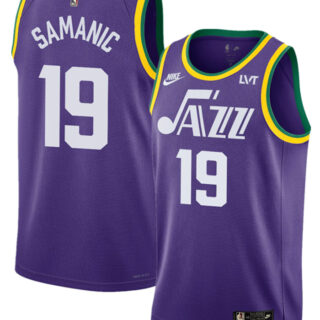 Men's Utah Jazz #19 Luka Samanic Purple 2023 Classic Edition Stitched Basketball Jersey