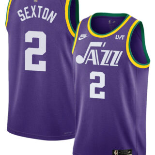 Men's Utah Jazz #2 Collin Sexton Purple 2023 Classic Edition Stitched Basketball Jersey