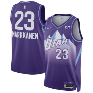 Men's Utah Jazz #23 Lauri Markkanen Purple 2024 25 City Edition Stitched Basketball Jersey