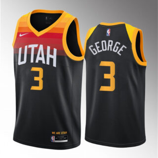 Men's Utah Jazz #3 Keyonte George Black 2023 Draft City Edition Stitched Basketball Jersey