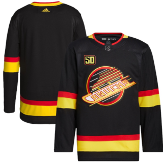 Men's Vancouver Canucks Blank 50th Anniversary Black Stitched Jersey
