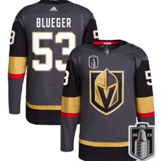 Men's Vegas Golden Knights #53 Teddy Blueger Gray 2023 Stanley Cup Final Stitched Jersey