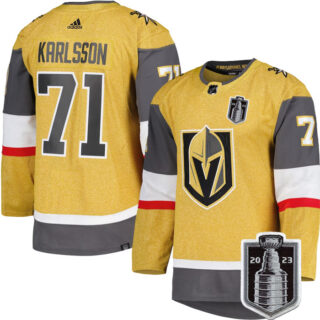 Men's Vegas Golden Knights #71 William Karlsson Gold 2023 Stanley Cup Final Stitched Jersey