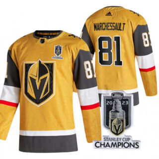 Men's Vegas Golden Knights #81 Jonathan Marchessault Gold 2023 Stanley Cup Champions Stitched Jersey