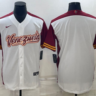 Men's Venezuela Baseball Blank 2023 White World Baseball Classic Stitched Jersey