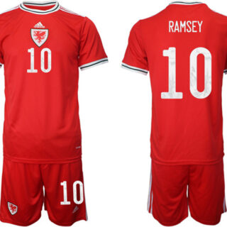 Men's Wales #10 Ramsey Red Home Soccer Jersey Suit