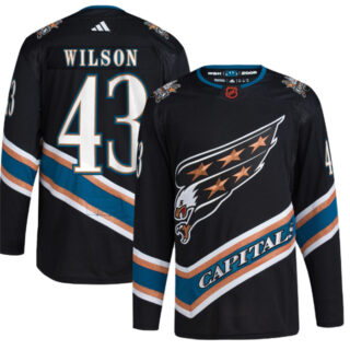 Men's Washington Capitals #43 Tom Wilson Black 2022-23 Reverse Retro Stitched Jersey