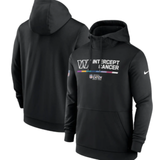 Men's Washington Commanders 2022 Black Crucial Catch Therma Performance Pullover Hoodie