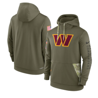 Men's Washington Commanders 2022 Olive Salute To Service Therma Performance Pullover Hoodie