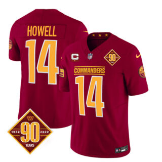 Men's Washington Commanders #14 Sam Howell Burgundy 2023 F.U.S.E. With 1-Star C Patch 90th Anniversary Vapor Limited Stitched Football Jersey