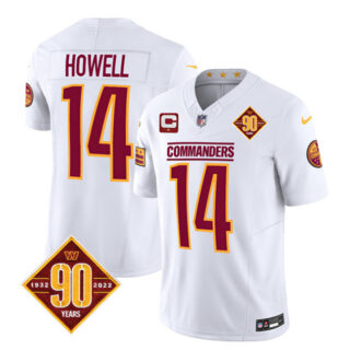 Men's Washington Commanders #14 Sam Howell White 2023 F.U.S.E. With 1-Star C Patch 90th Anniversary Vapor Limited Stitched Football Jersey