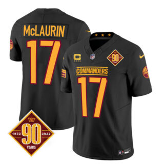 Men's Washington Commanders #17 Terry McLaurin Black 2023 F.U.S.E. With 4-Star C Patch 90th Anniversary Vapor Limited Stitched Football Jersey
