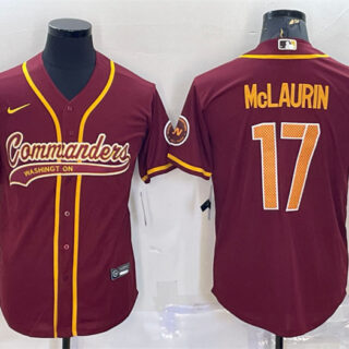 Men's Washington Commanders #17 Terry McLaurin Burgundy With Patch Cool Base Stitched Baseball Jersey