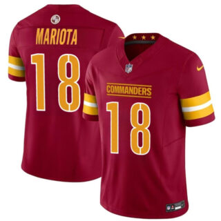 Men's Washington Commanders #18 Marcus Mariota Burgundy 2024 F.U.S.E Vapor Limited Stitched Football Jersey