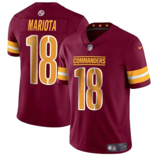 Men's Washington Commanders #18 Marcus Mariota Burgundy 2024 Vapor Limited Stitched Football Jersey
