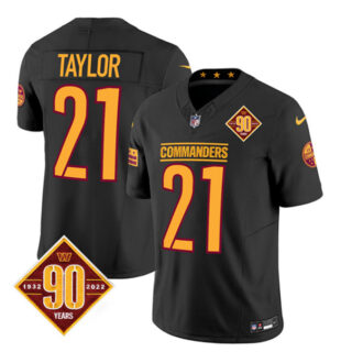 Men's Washington Commanders #21 Sean Taylor Black 2023 F.U.S.E. 90th Anniversary Vapor Limited Stitched Football Jersey