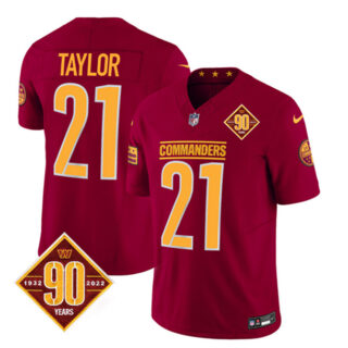 Men's Washington Commanders #21 Sean Taylor Burgundy 2023 F.U.S.E. 90th Anniversary Vapor Limited Stitched Football Jersey