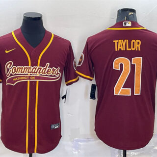 Men's Washington Commanders #21 Sean Taylor Burgundy With Patch Cool Base Stitched Baseball Jersey