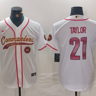 Men's Washington Commanders #21 Sean Taylor White With Patch Cool Base Stitched Baseball Jerseys