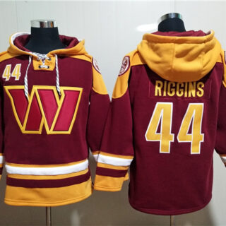 Men's Washington Commanders #44 John Riggins Burgundy Lace-Up Pullover Hoodie