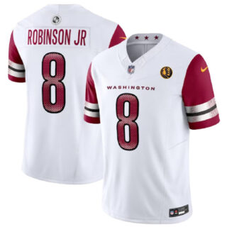 Men's Washington Commanders #8 Brian Robinson Jr. White 2023 F.U.S.E. With John Madden Patch Vapor Limited Stitched Football Jersey