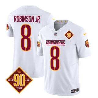 Men's Washington Commanders #8 Brian Robinson White 2023 F.U.S.E. 90th Anniversary Vapor Limited Stitched Football Jersey