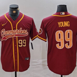 Men's Washington Commanders #99 Chase Young Burgundy With Patch Cool Base Stitched Baseball Jerseys