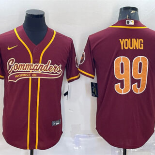 Men's Washington Commanders #99 Chase Young Burgundy With Patch Cool Base Stitched Baseball Jersey