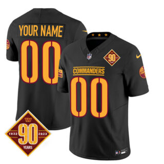 Men's Washington Commanders Active Player Custom Black 2023 F.U.S.E. 90th Anniversary Vapor Limited Stitched Football Jersey