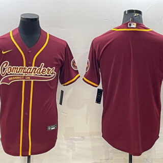 Men's Washington Commanders Blank Burgundy With Patch Cool Base Stitched Baseball Jersey