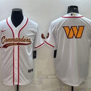 Men's Washington Commanders White Team Big Logo With Patch Cool Base Stitched Baseball Jersey