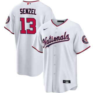 Men's Washington Nationals #13 Nick Senzel White Cool Base Stitched Baseball Jersey
