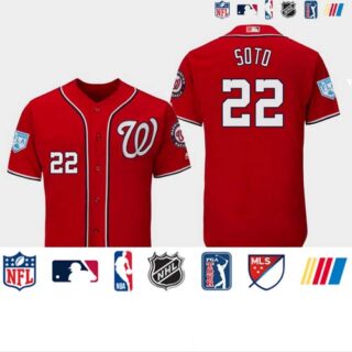 Men's Washington Nationals #22 Juan Soto Red Flex Base Jersey