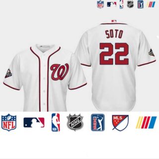 Men's Washington Nationals #22 Juan Soto White 2019 World Series Bound Cool Base Jersey
