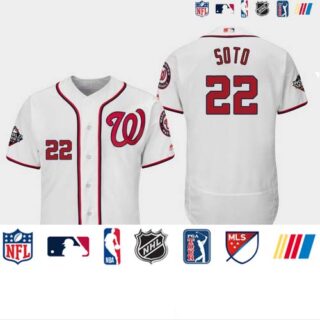 Men's Washington Nationals #22 Juan Soto White 2019 World Series Bound Flex Base Authentic Jersey