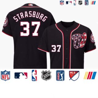 Men's Washington Nationals #37 Stephen Strasburg 2019 World Series Champions Cool Base Navy Jersey