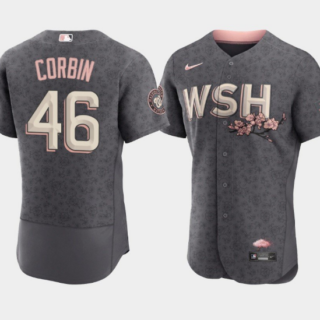 Men's Washington Nationals #46 Patrick Corbin 2022 Grey City Connect Cherry Blossom Flex Base Stitched MLB Jersey