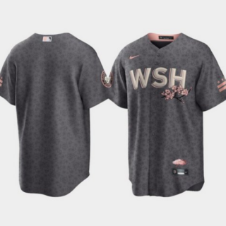 Men's Washington Nationals Blank 2022 Grey City Connect Cherry Blossom Cool Base Stitched Jersey