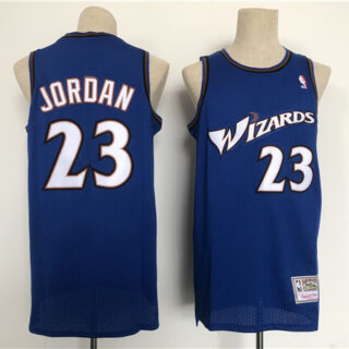 Men's Washington Wizards #23 Michael Jordan Blue Throwback Stitched Jersey