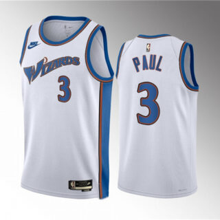 Men's Washington Wizards #3 Chris Paul White Classic Edition Stitched Jersey