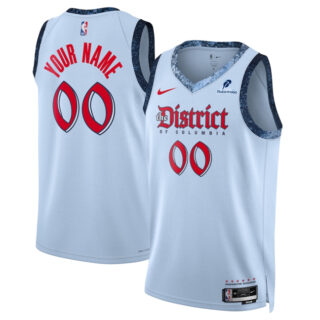 Men's Washington Wizards Active Player Custom Powder Blue 2024 25 City Edition Stitched Basketball Jersey