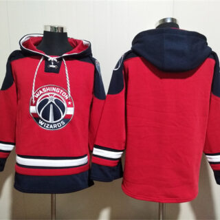 Men's Washington Wizards Blank Red Navy Lace-Up Pullover Hoodie