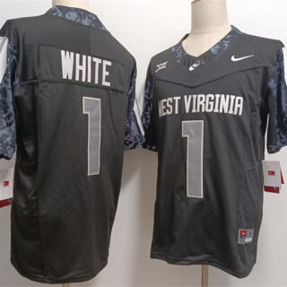Men's West Virginia Mountaineers #1 Jahiem White Black F.U.S.E. Stitched Jersey
