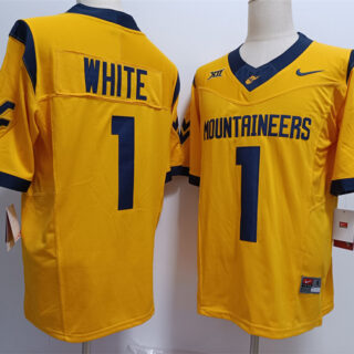 Men's West Virginia Mountaineers #1 Jahiem White Yellow F.U.S.E. Stitched Jersey